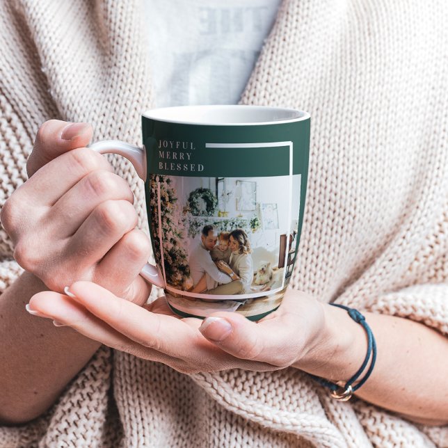 Tasse Latte Photo de famille moderne | Joyeux Joyeux Joyeux Bé (Créateur téléchargé)