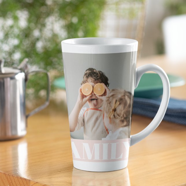 Tasse Latte Photo de famille Pastel Pink Love (Créateur téléchargé)