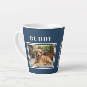 Tasse Latte Photo élégant de chien bleu marine 