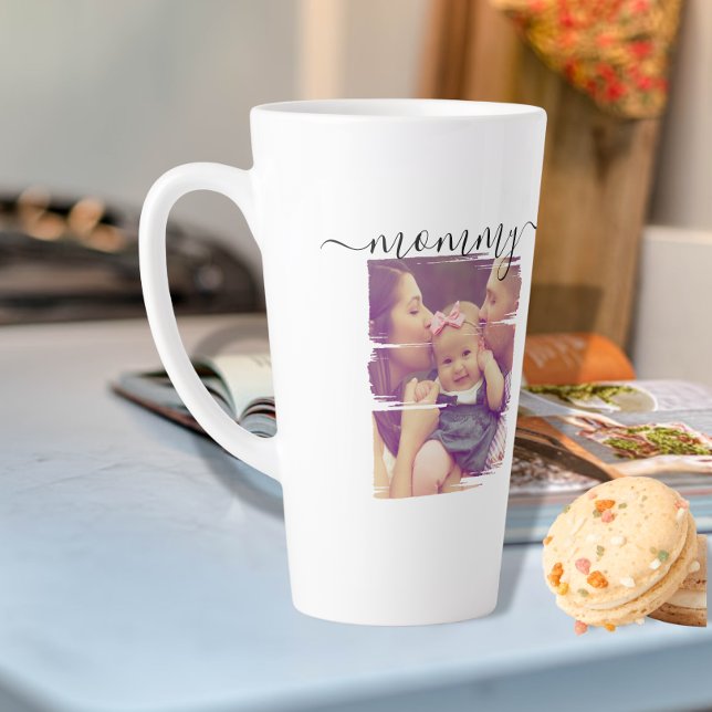 Tasse Latte Photo et texte personnalisés (Créateur téléchargé)