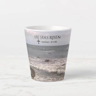 Tasse Latte Photo Ocean Avec Écriture Résurrection Pâques
