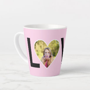 Tasse Latte Photo personnalisée dans le cadre de coeur rose bé