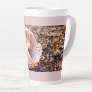 Tasse Latte Photo plage et coquillage personnalisée