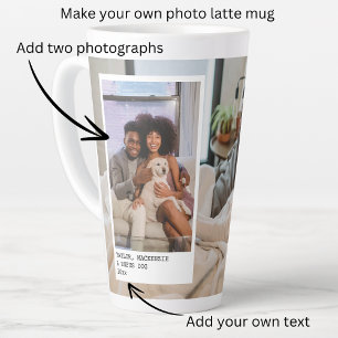 Tasse Latte Photos et texte personnalisés