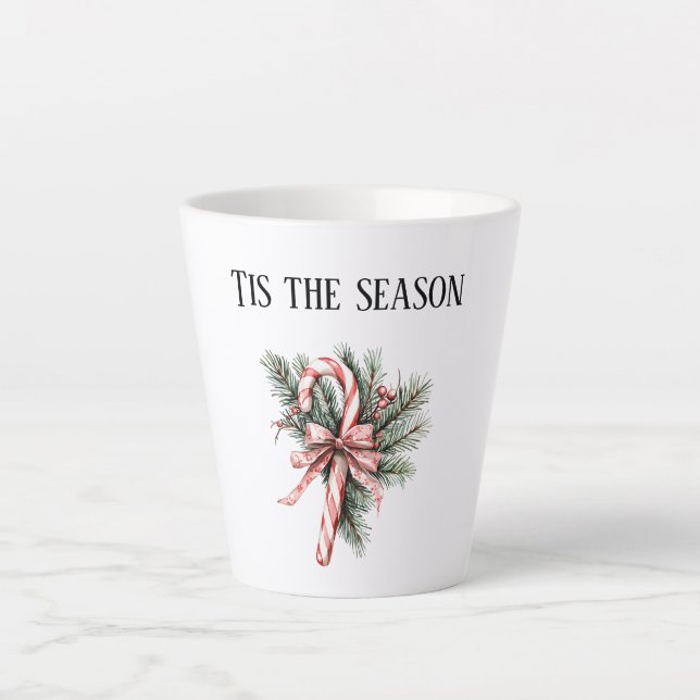 Tasse Latte Pine Tree Candy Cane Red Christmas (Devant)