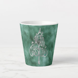 Tasse Latte Pine Turquoise Vert Argent Noël