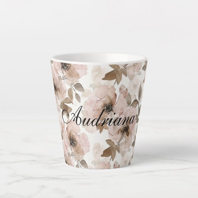 Tasse Latte Pink Brown Cowgirl Southwestern Floral (Devant)