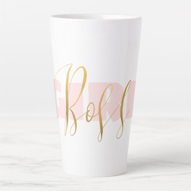 Tasse Latte Pink Girl Gold Boss (Devant)