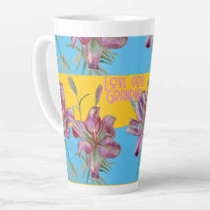 Tasse Latte Pink Lily llies art Grand-mère Nom Décoration