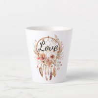 Pink Love Boho Floral Feathers Dream Catcher