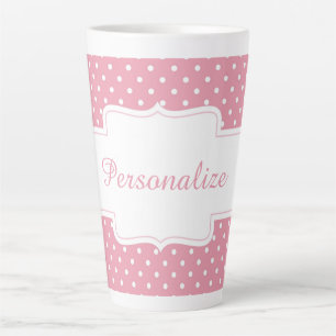 Tasse Latte Pink Polka Dot Personnaliser