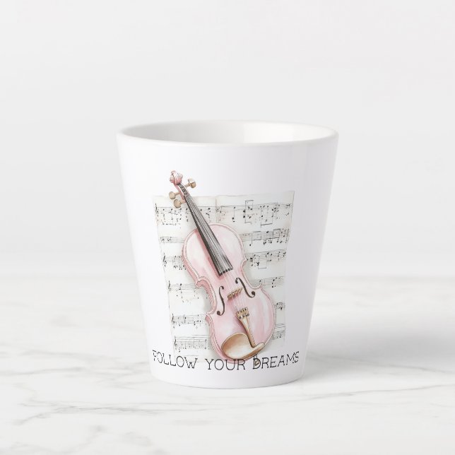 Tasse Latte Pink Violin Music Sheet (Devant)