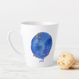 Tasse Latte Pisces Aquarelle Nuit Ciel Constellation Zodiac