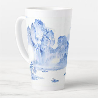 Tasse Latte PixDezine Blue Chinoiserie Vallée Paysage de vie