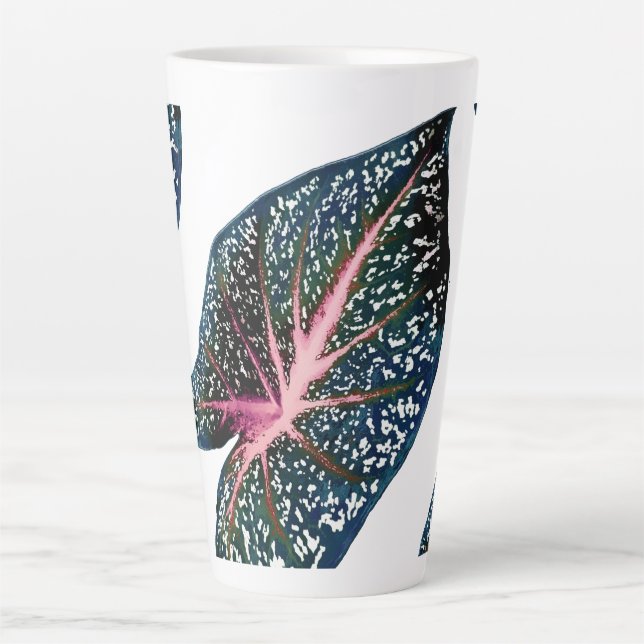 Tasse Latte PixDezines Forêt foncée Caladium vert (Devant)