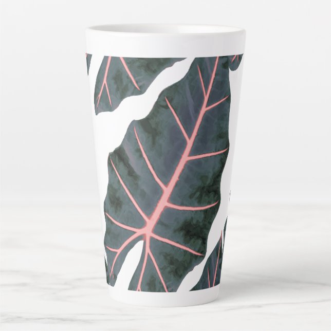 Tasse Latte PixDezines Forêt foncée Caladium vert (Devant)