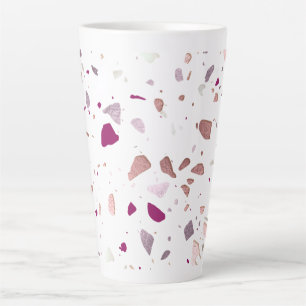 Tasse Latte PixDezines Terrazzo Motif Rose Or Bourgogne