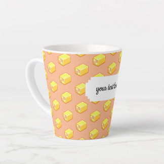 Tasse Latte Pixel Art rose et jaune Motif de gâteau Battenberg