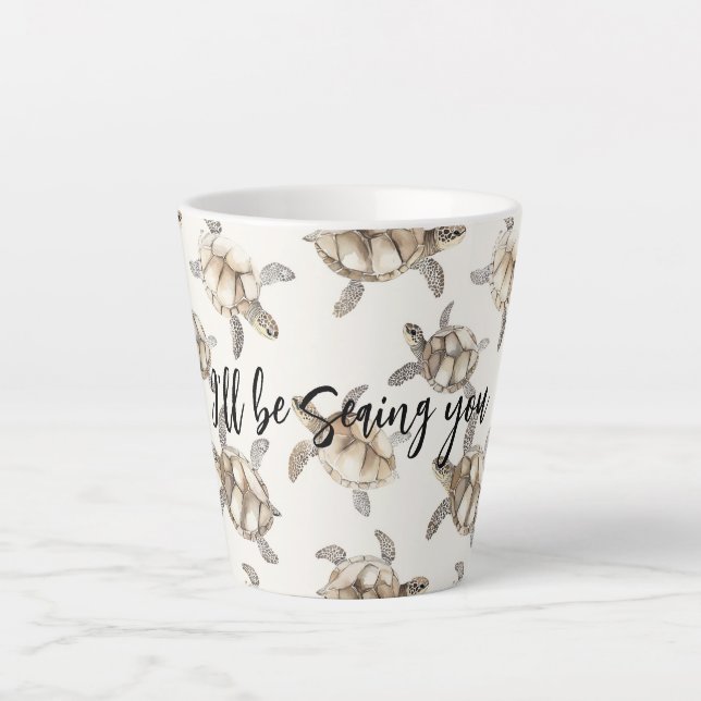 Tasse Latte Plage des tortues de mer vous voyant (Devant)