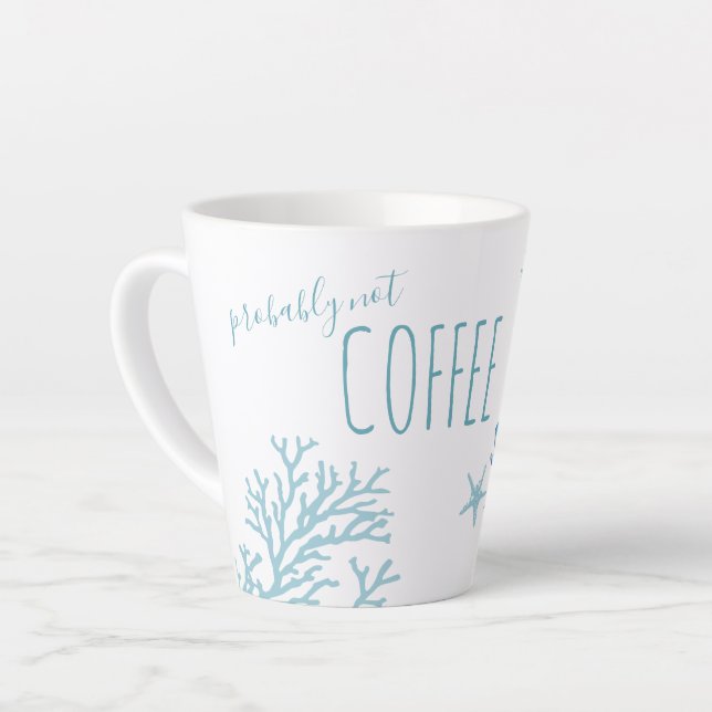 Tasse Latte Plage thème bleu octopus aquarelle Art (Angle gauche)