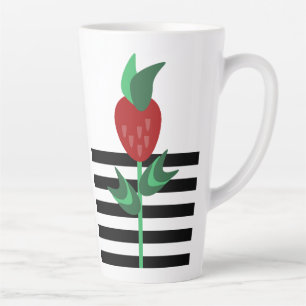 Tasse Latte Plante de fraise à rayures noires