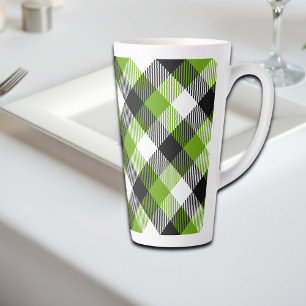 Tasse Latte Plaques Tartan simples Vert néon