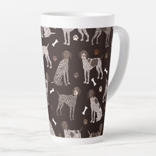 Tasse Latte Pointeur à cheveux court allemand os de chien et E (Angle droit)