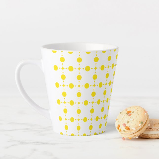 Tasse Latte Points jaunes, Motif à pois, Pois, Pointillé (En situation)