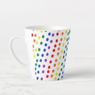 Tasse Latte Points Rainbow Candy en blanc