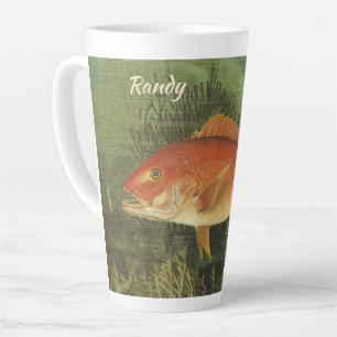 Tasse Latte Poisson de Snapper Rouge dans l'océan, Vintage Mar