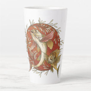 Tasse Latte Poisson volant japonais vintage et Bambou Art Feui