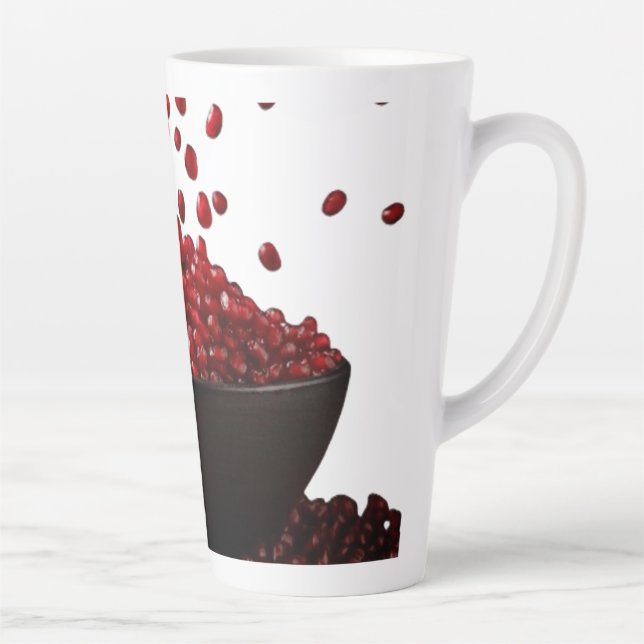 Tasse Latte Pomegranate Illustration – Elegant Fruit Design (Droite)