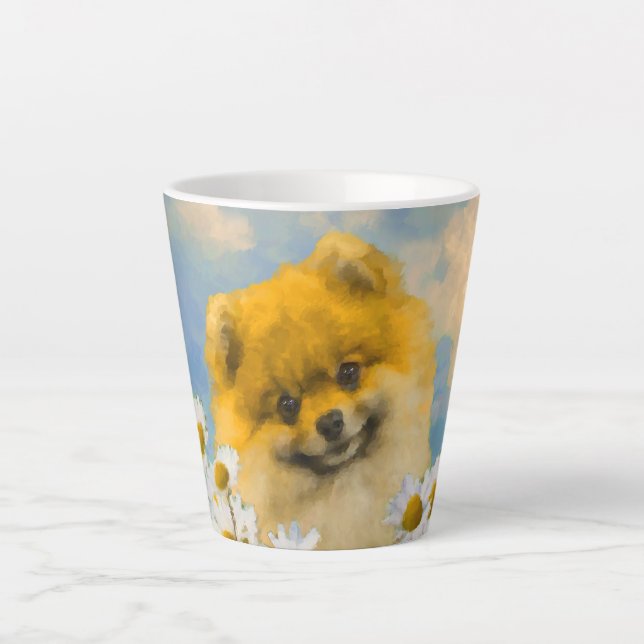 Tasse Latte Poméranie dans la peinture de Chiens - Art origina (Devant)