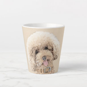 Tasse Latte Poodle Miniature Toy Apricot Crème Chien Brown Art