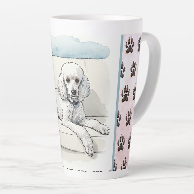 Tasse Latte Poodle sur un canapé et chien Imprimer Arrière - p (Angle droit)