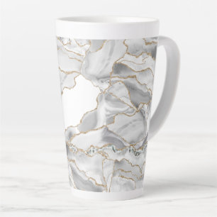 Tasse Latte Porte de parties scintillant blanche et or