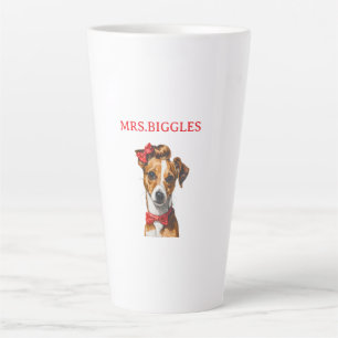 Tasse Latte Portrait de chien personnalisé – Conception de nom