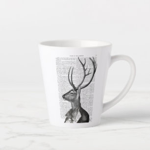 Tasse Latte Portrait noir et blanc de cerfs