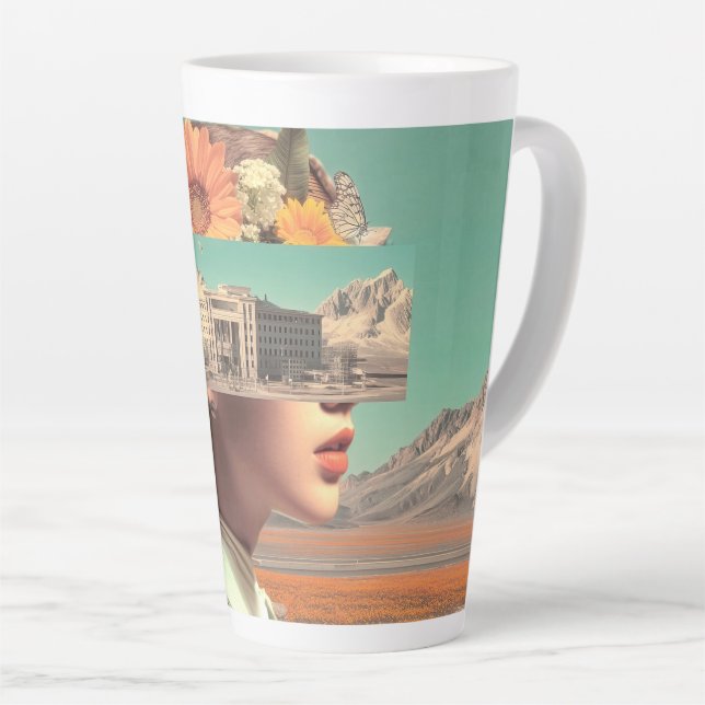 Tasse Latte Portrait surréaliste avec paysage architectural (Angle droit)