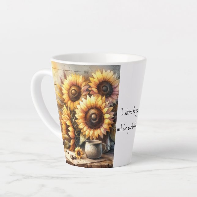 Tasse Latte Positive affirmation Sunflowers Watercolor Art (Angle gauche)