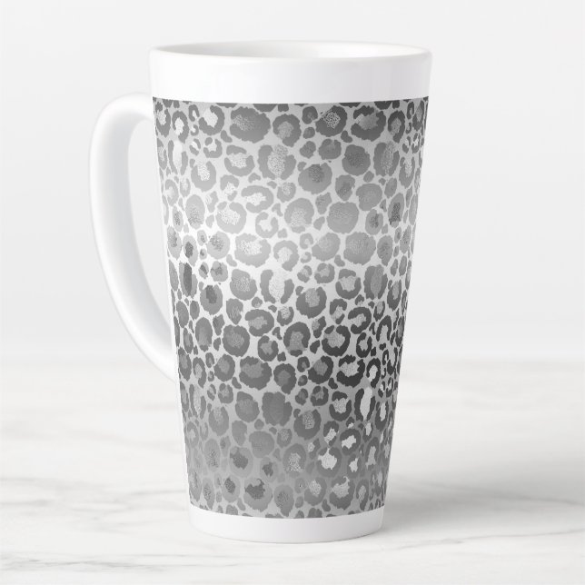 Tasse Latte Poster de animal Silver Glam Leopard (Angle gauche)