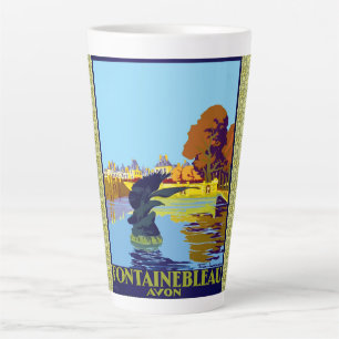 Tasse Latte Poster de voyage français Fontainebleau Avon