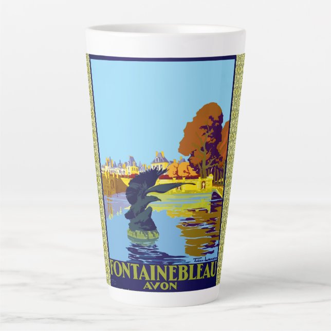 Tasse Latte Poster de voyage français Fontainebleau Avon (Devant)
