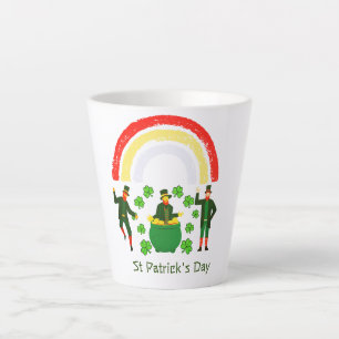 Tasse Latte Pot d'or de lutin Arc-en-ciel St Patrick's Day 