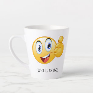 Tasse Latte Pouce vers le haut Emoji bien fait visage souriant