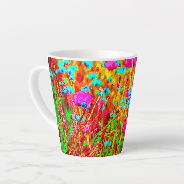 Tasse Latte Pré sauvage dans l'art pop fleuri (Angle gauche)
