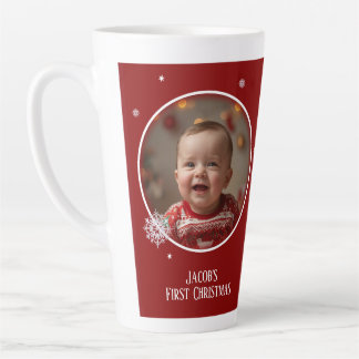 Tasse Latte Première photo de Noël du bébé