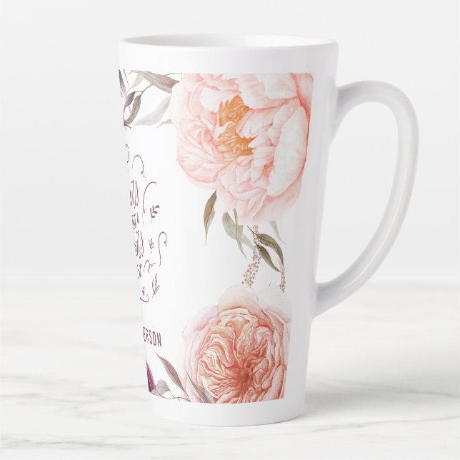 Tasse Latte professeur mignon rose floral élégant (Droite)