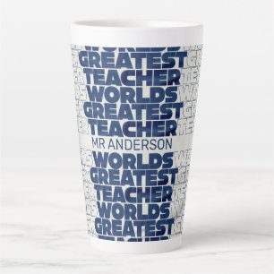 Tasse Latte Professeur rétro moderne bleu rouge stylisé typogr