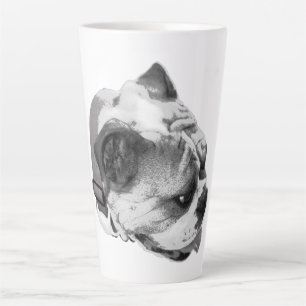 Tasse Latte Profil de bouledogue classique avec une touche mod
